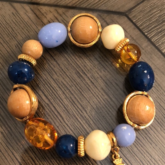 Vintage Liz Claiborne Stretch Bead Bracelet Wood - Picture 3 of 12